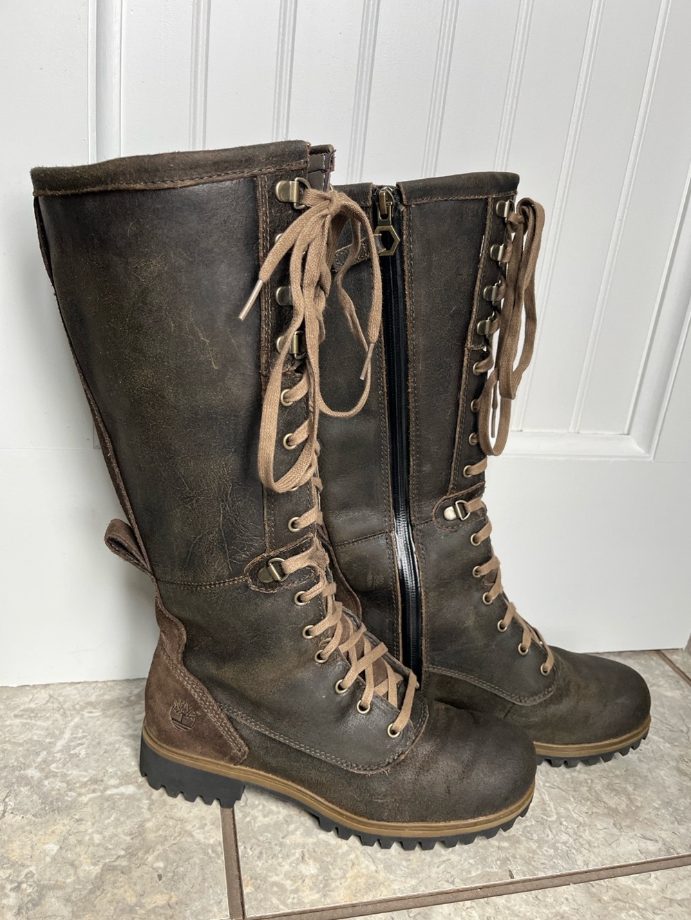 Timberland Wheelwright Tall Waterproof Knee High Moto Boots Dark Brown Suede 6.5 - Picture 3 of 13